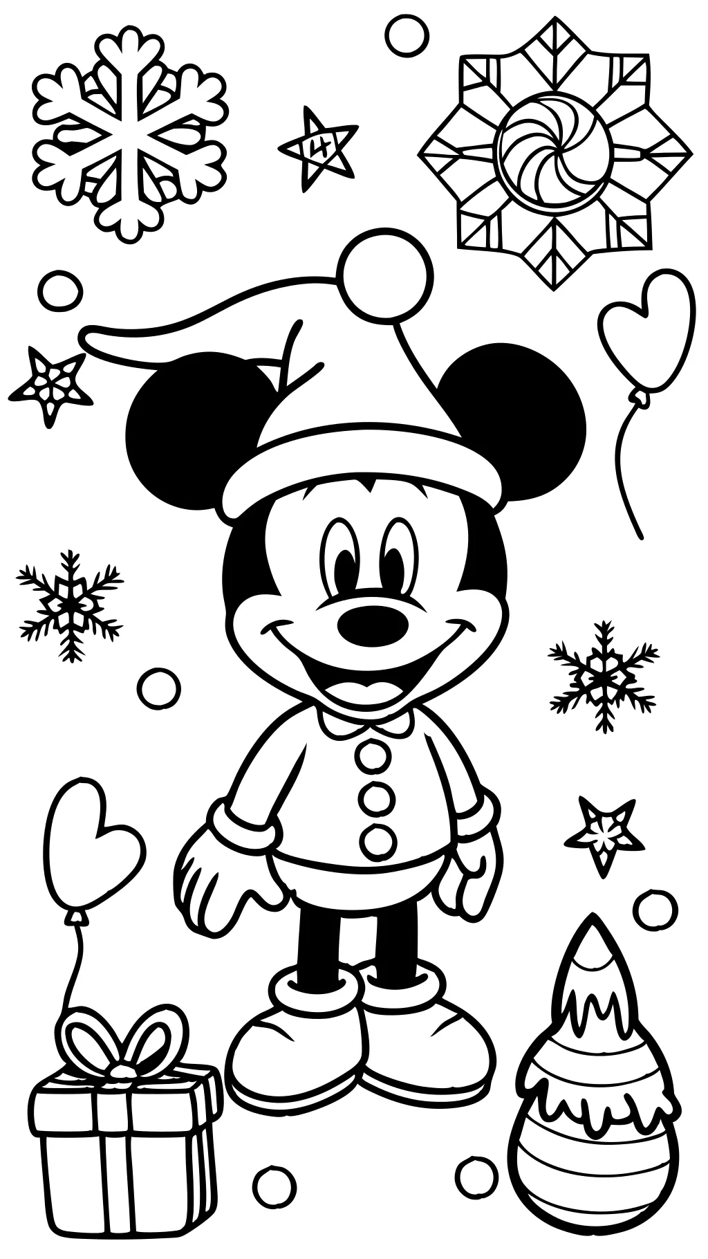 coloriage de Noël Mickey